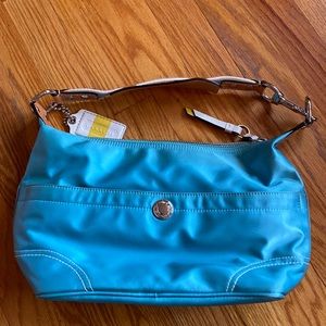 Blue Satin Coach Purse